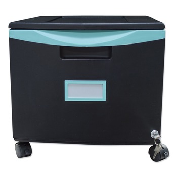 Storex 1 Legal/letter-Size File Drawer 14.75 in. x 18.25 in. x 12.75 in. Single-Drawer Mobile Filing Cabinet - Black/Teal
