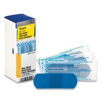 First Aid Only 1 in. x 3 in. Metal Detectable Bandages Refill for SmartCompliance General Cabinet - Blue