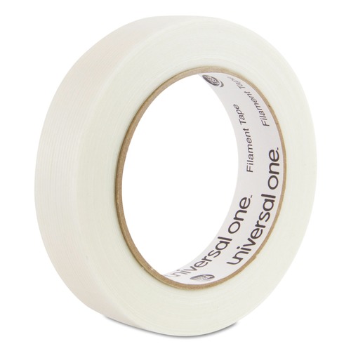Office Jansan | Universal UNV31624 #350 Premium 24 mm x 54.8 m 3 in. Core Filament Tape - Clear (1 Roll) image number 0