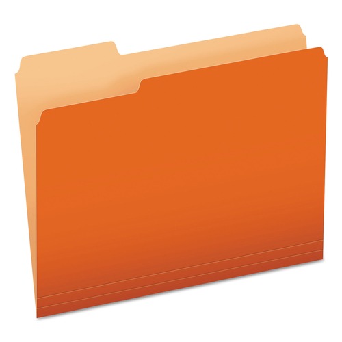  | Pendaflex 152 1/3 ORA 1/3-Cut Tabs Assorted Letter Size Colored File Folders - Orange/Light Orange (100/Box) image number 0