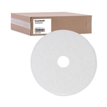 Boardwalk 14 in. Diameter Polishing Floor Pads - White (5/Carton)