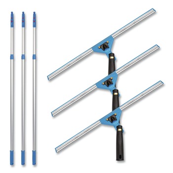 Gritt Commercial GRI1306F183PK Pro Window Washing Kit with Swivel Squeegee and 6 ft Telescopic Pole, 18-in Wide Blade, 3/Kit