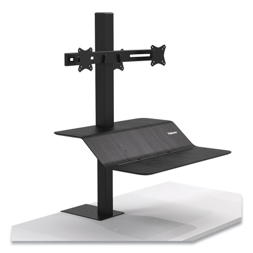 | Fellowes Mfg Co. 8082001 Lotus VE Dual 29 in. x 28.50 in. x 42.50 in. Sit-Stand Workstation - Black image number 0