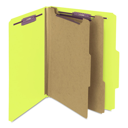 Office Jansan | Smead 14034 Pressboard Six-Section Top Tab Classification Folders - Letter, Yellow (10/Box) image number 0
