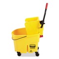Mop Buckets | Rubbermaid Commercial FG758088YEL WaveBrake 2.0 35 Quart Plastic Side-Press Bucket/Wringer Combo - Yellow image number 1