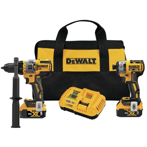 Combo Kits | Factory Reconditioned Dewalt DCK2100P2R 20V MAX XR 3-Speed 1/4 in. Cordless Impact Driver and 20V MAX 1/2 in. Cordless Hammer Drill Driver with FLEXVOLT ADVANTAGE Combo Kit (5 Ah) image number 0