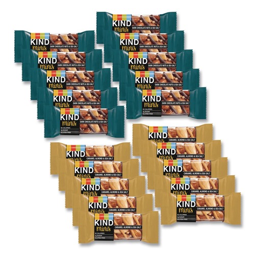 KIND 27964 0.7 oz. Minis - Dark Chocolate Nuts and Sea Salt/Caramel Almond and Sea Salt (20/Pack)