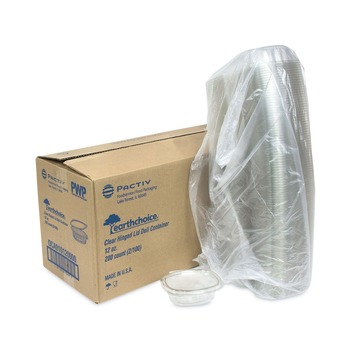 Pactiv Corp. EarthChoice 4.92 in. x 5.87 in. x 1.89 in. 12 oz. Recycled PET Hinged Plastic Container - Clear (200/Carton)