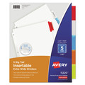 Office Jansan | Avery 11220 11.13 x 9.25 Insertable Single-Sided Copper Edge Reinforcing Big Tab Dividers - White/Assorted Tabs (5-Pieces/Set) image number 0