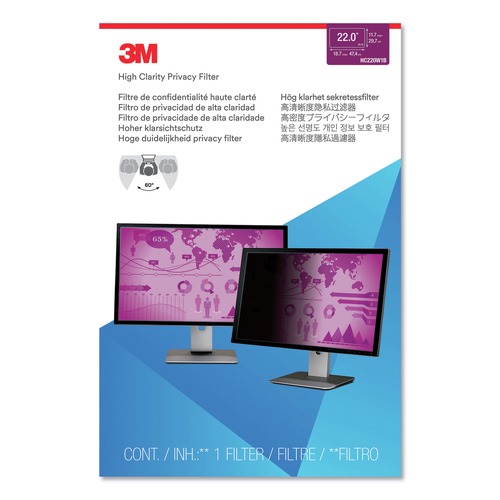 Office Accessories | 3M HC220W1B 16:10 Aspect Ratio High Clarity Privacy Filter for 22 in. Widescreen Flat Panel Monitor image number 0