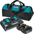 Battery and Charger Starter Kits | Makita BL1850B2DC2X 18V LXT 5 Ah Lithium-Ion Battery (2-Pack), Dual Port Charger, and Tool Bag Kit image number 0