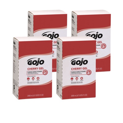 Cleaning & Janitorial Supplies | GOJO Industries 7290-04 2000 mL Refill Cherry Gel Pumice Hand Cleaner - Cherry Scent (4/Carton) image number 0