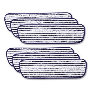 Rubbermaid Commercial 18 in. x 5.5 in. Microfiber Finish Pad - Blue/White (6/Box)
