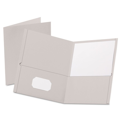 Office Jansan | Oxford 57505EE Twin-Pocket Folder Embossed Leather Grain Paper - Gray (25/Box) image number 0