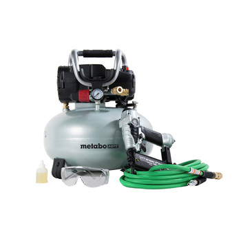 Factory Reconditioned Metabo HPT 18 Gauge Brad Nailer and 1 HP 6 Gallon Oil-Free Pancake Compressor Finish Combo Kit
