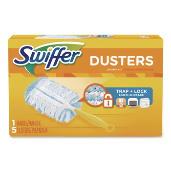 Swiffer Dust Lock Fiber 6 in. Handle Dusters Starter Kit - Blue/Yellow (1-Kit)