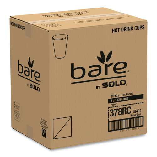 Cups and Lids | SOLO 378RC-J8484 Bare by Solo Eco-Forward 8 oz. PCF Paper Hot Cups - White (1000/Carton) image number 0