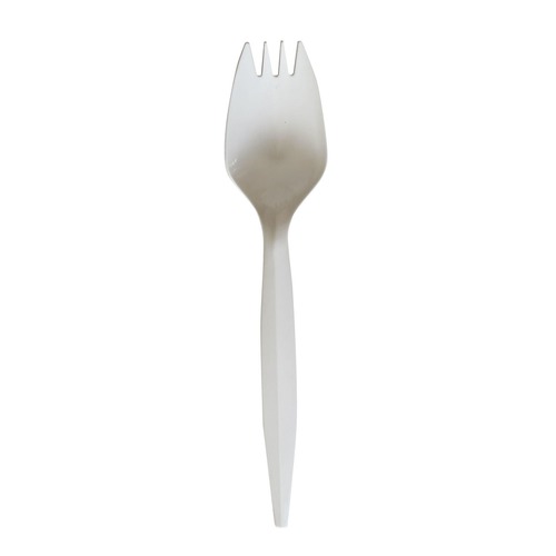 Food Service | Boardwalk BWKSPORKWHPPIW Mediumweight Wrapped Polypropylene Plastic Spork Cutlery - White (1000/Carton) image number 0