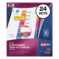 Office Jansan | Avery 11168 11 x 8.5 Customizable TOC Ready Uncollated Index Multicolor 8-Tab Dividers - White (24/Box) image number 1