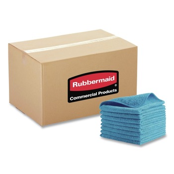 Rubbermaid Commercial 16 in. x 16 in. Microfiber Cleaning Cloths - Blue (24/Pack)
