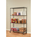 Alera ALESW604818BA 48 in. x 18 in. x 72 in. 4-Shelf Wire Shelving Kit with Casters - Black Anthracite image number 5