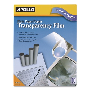 Apollo 8.5 in. x 11 in. Plain Paper Transparency Film - Black on Clear (100/Box)