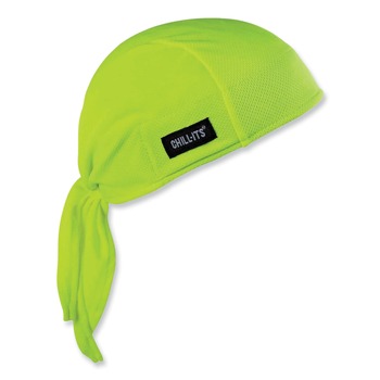 Ergodyne Chill-Its 6615 One Size Fits Most High-Performance Bandana Doo Rag with Terry Cloth Sweatband - Lime