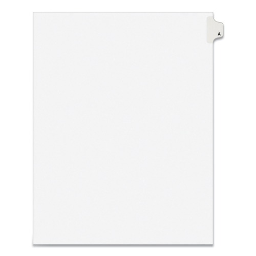 Office Jansan | Avery 01401 Avery Style Legal 26-Tab Side Tab A Preprinted Exhibit 11 in. x 8.5 in. Index Dividers - White (25/Pack) image number 0