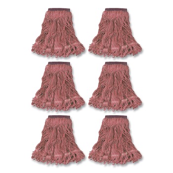 Rubbermaid Commercial Super Stitch Large Cotton/Synthetic Blend Mop Heads - Red (6/Carton)