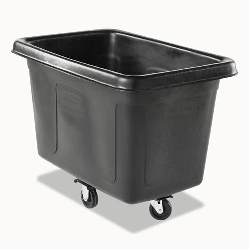 Trash & Waste Bins | Rubbermaid Commercial FG460800BLA 300 lbs. Capacity 59 Gallon Plastic Cube Truck - Black image number 0