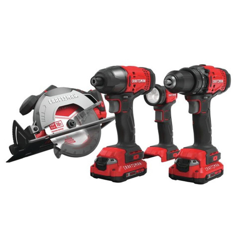 smal Centimeter lærred Craftsman CMCK401D2 V20 Brushed Lithium-Ion Cordless 4-Tool Combo Kit with  2 Batteries (2 Ah) | CPO Outlets