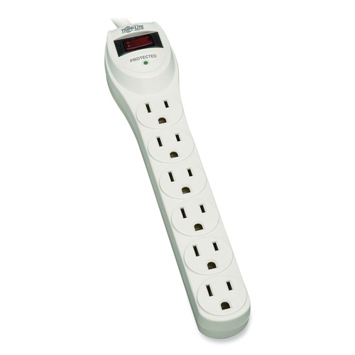 Office & Office Supplies | Tripp Lite TLP602 Protect It! 180 Joules 2 ft. Cord 6 AC Outlets Home Computer Surge Protector - Light Gray image number 0