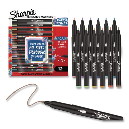 Office & Office Supplies | Sharpie 2209901 Earth Tones Fine Bullet Tip Creative Markers - Assorted (12/Pack) image number 0