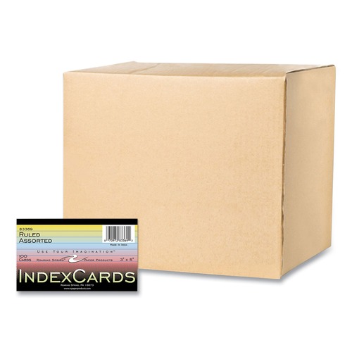 Flash Cards | Roaring Spring 83369 3 in. x 5 in. Colored Index Cards - Assorted Colors (36 Packs/Carton) image number 0