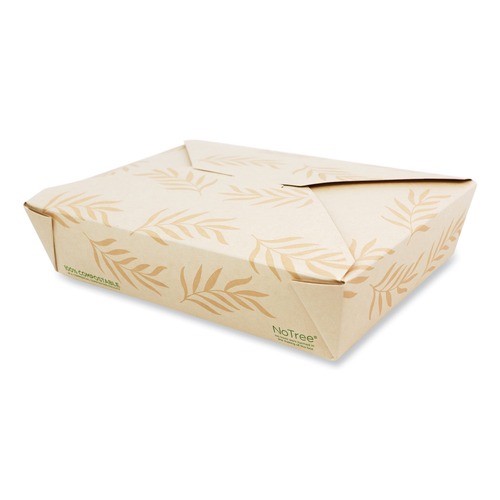 Food Trays, Containers, and Lids | World Centric TO-NT-2 6.2 in. x 8.5 in. x 1.85 in. 50 oz. Sugarcane No Tree Folded Takeout Containers - Natural (200/Carton) image number 0