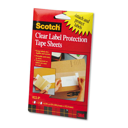 Office Jansan | Scotch 822-P 4 in. x 6 in. ScotchPad Label Protection Tape Sheets - Clear (50/Pack) image number 0