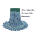 Cleaning & Janitorial Supplies | Boardwalk BWK502BLCT 5 in. Headband Super Loop Cotton/Synthetic Fiber Wet Mop Head - Medium , Blue (12/Carton) image number 6