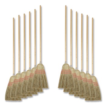 Boardwalk 56 in. Yucca/Corn Fiber Bristles Parlor Broom - Natural (12/Carton)