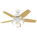 Ceiling Fans | Hunter 51083 42 in. Newsome Fresh White Ceiling Fan with Light image number 7