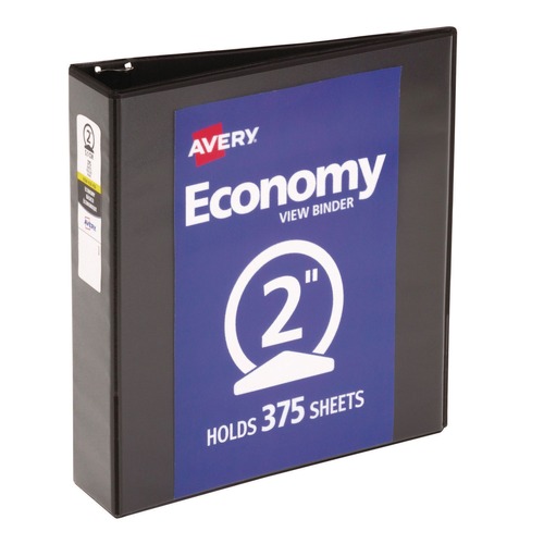 Office Jansan | Avery 05730 3 Round Rings 2 in. Capacity 11 in. x 8.5 in. Economy View Binder - Black image number 0