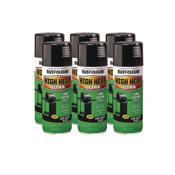 Rust-Oleum High Heat Enamel Spray Paint, Semi-Gloss Black, 12 oz Aerosol Can, 6/Carton