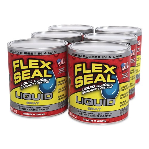 Adhesives & Glues | Flex Seal Products LFSGRYR32 32 oz Flex Seal Liquid Rubber Sealant Coating Liquid - Dries Gray (6/Carton) image number 0