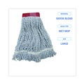 Customer Appreciation Sale - Save up to $60 off | Boardwalk BWK553 Rayon/Polyester Wide Floor Finish Mop Head - Large, White/Blue (12/Carton) image number 8