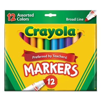 Crayola Broad Bullet Tip Non-Washable Marker - Assorted Classic Colors (12/Set)