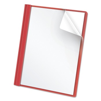 Oxford 1/2 in. Capacity Letter Size 3 Fastener Clear Front Report Cover - Red (25/Box)