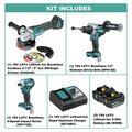 Combo Kits | Makita XT288T-XAG04Z 18V LXT Brushless Lithium-Ion 1/2 in. Cordless Hammer Drill Driver and 4-Speed Impact Driver Combo Kit with Cut-Off/ Angle Grinder Bundle image number 1