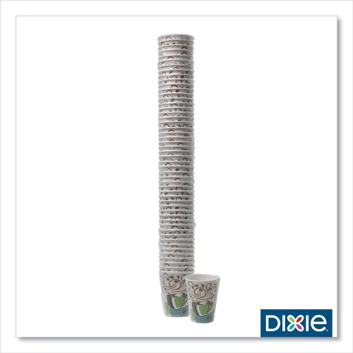 Cutlery | Dixie 5338CDWR PerfecTouch Individually Wrapped 8 oz.Paper Hot Cups - Coffee Haze Design (50/Sleeve, 20 Sleeves/Carton) image number 0