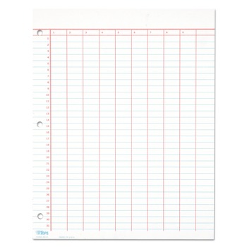 TOPS 8.5 in. x 11 in. 10 Columns Data/Lab-Record Format Wide/Legal Rule Data Pad with Numbered Column Headings - White (50 Sheets/Pad)