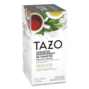 Tazo TJL20200 Assorted Tea Bags, Three Each Flavor, 24/box