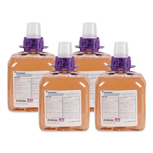 Hand Soaps | Boardwalk 6162-04-GCE00VL 1250 ml. Foam Antibacterial Handwash Refill - Fruity (4/Carton) image number 0
